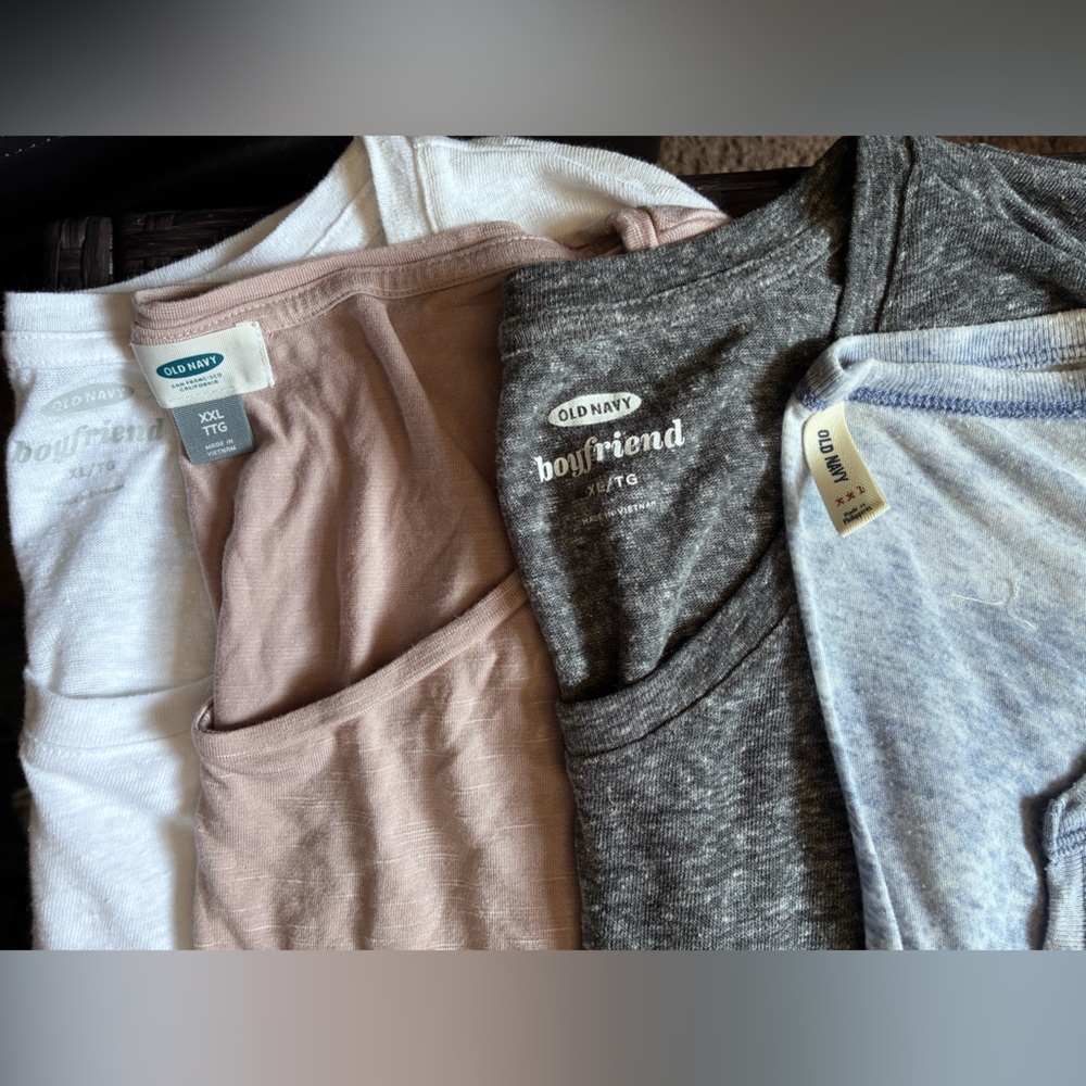 Old Navy Boyfriend Tees - White, Pink, Gray, Blue